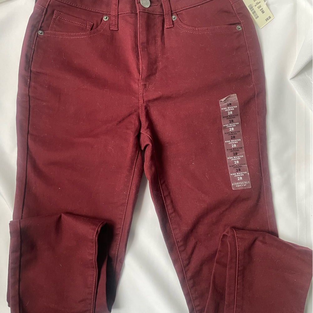 Aeropostale NWT high waisted jeggings size 2R maroon